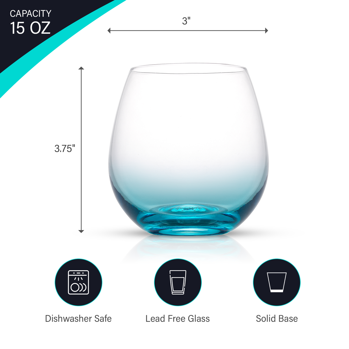 Colorful Stemless Wine S/6
