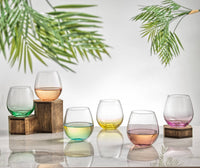 Colorful Stemless Wine S/6