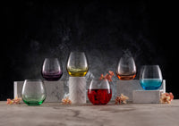 Colorful Stemless Wine S/6