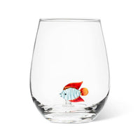 Stemless  w/Glass Fish Icon
