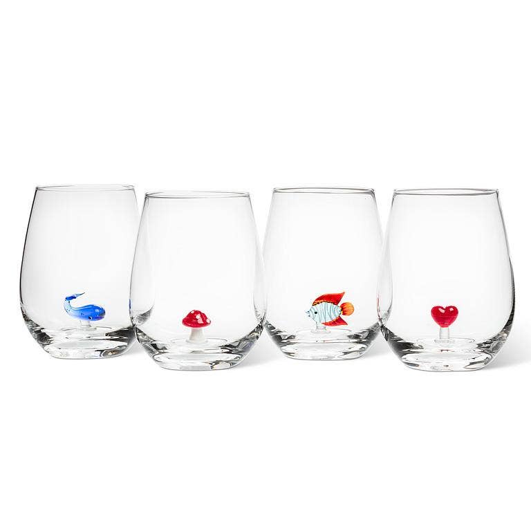 Stemless w/Glass Whale Icon
