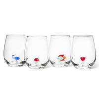 Stemless  w/Glass Fish Icon