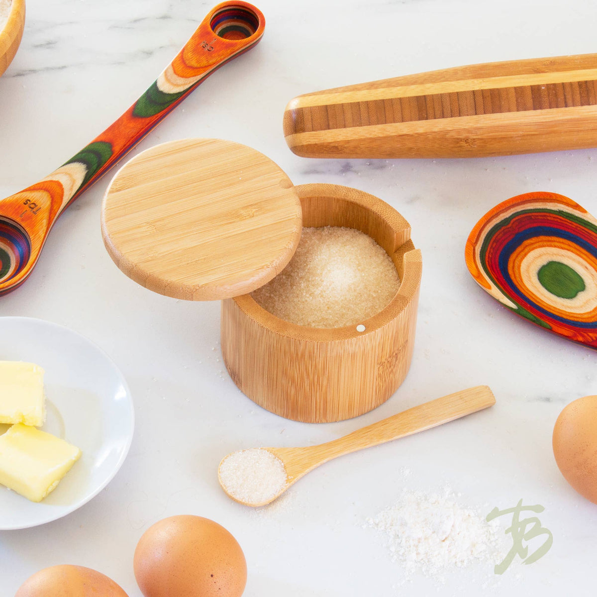 Bamboo Salt Cellar w' Spoon