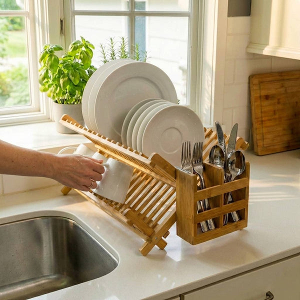 Bamboo Dish Rack w/Caddy