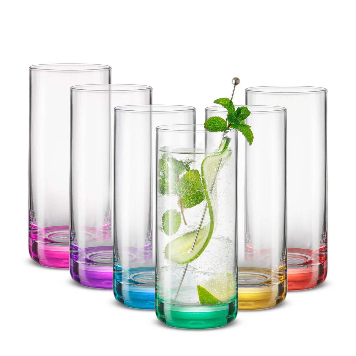 Colorful Highball Glasses S/6