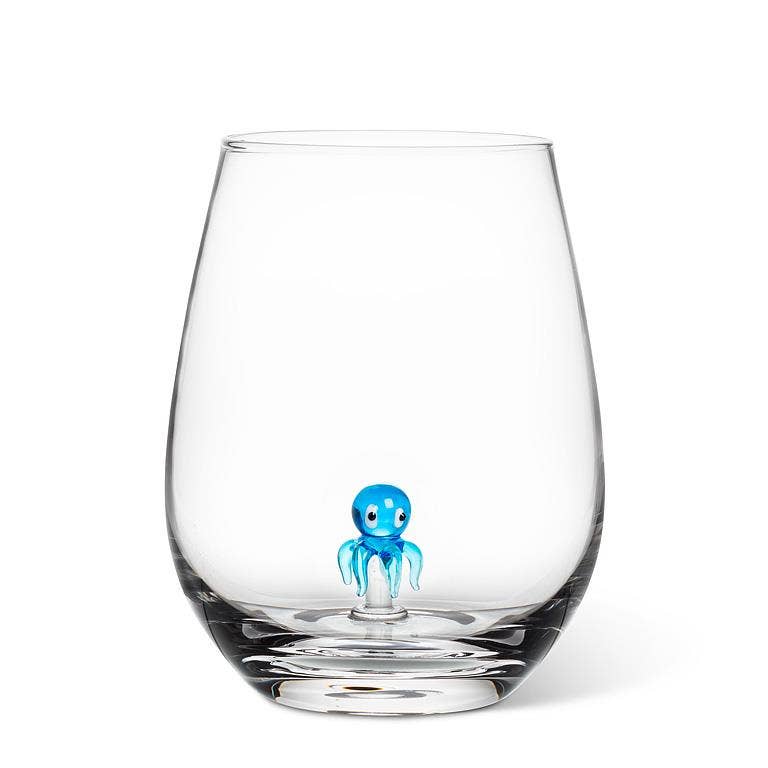 Stemless w/Glass Octopus Icon