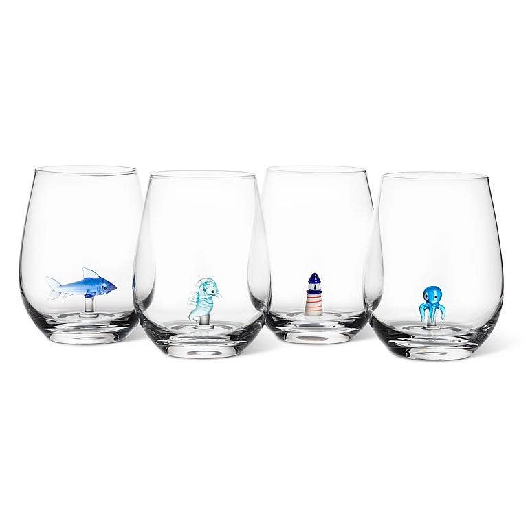 Stemless w/Glass Octopus Icon