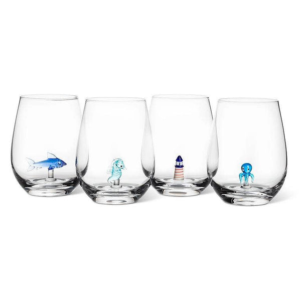 Stemless w/Glass Octopus Icon