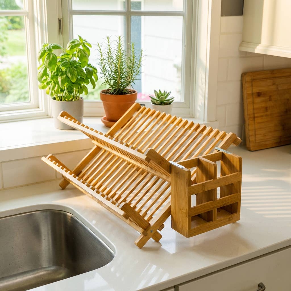 Bamboo Dish Rack w/Caddy