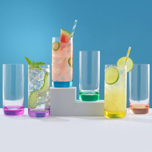Colorful Highball Glasses S/6