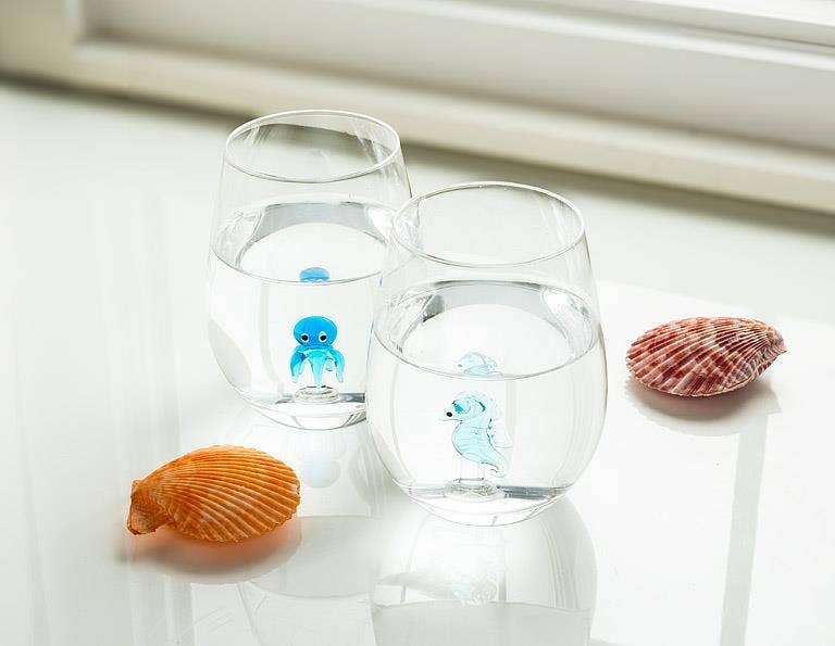 Stemless w/Glass Octopus Icon