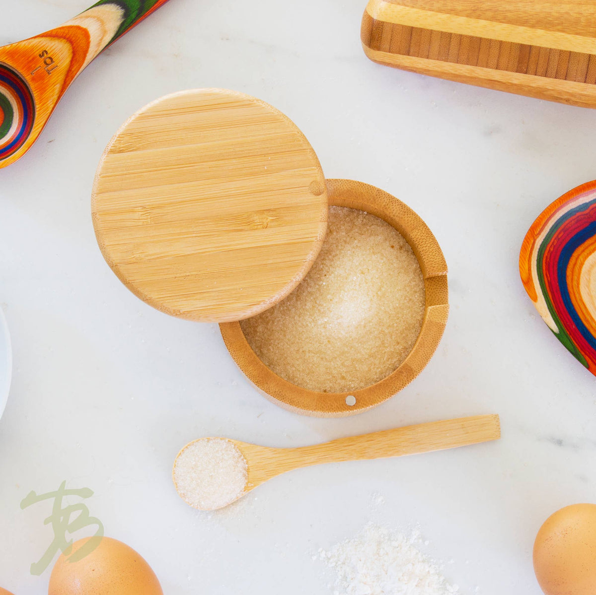 Bamboo Salt Cellar w' Spoon