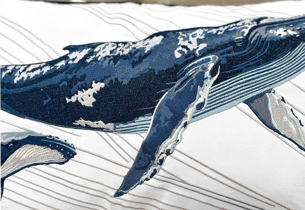 Outdoor Pillow Whales 14x26