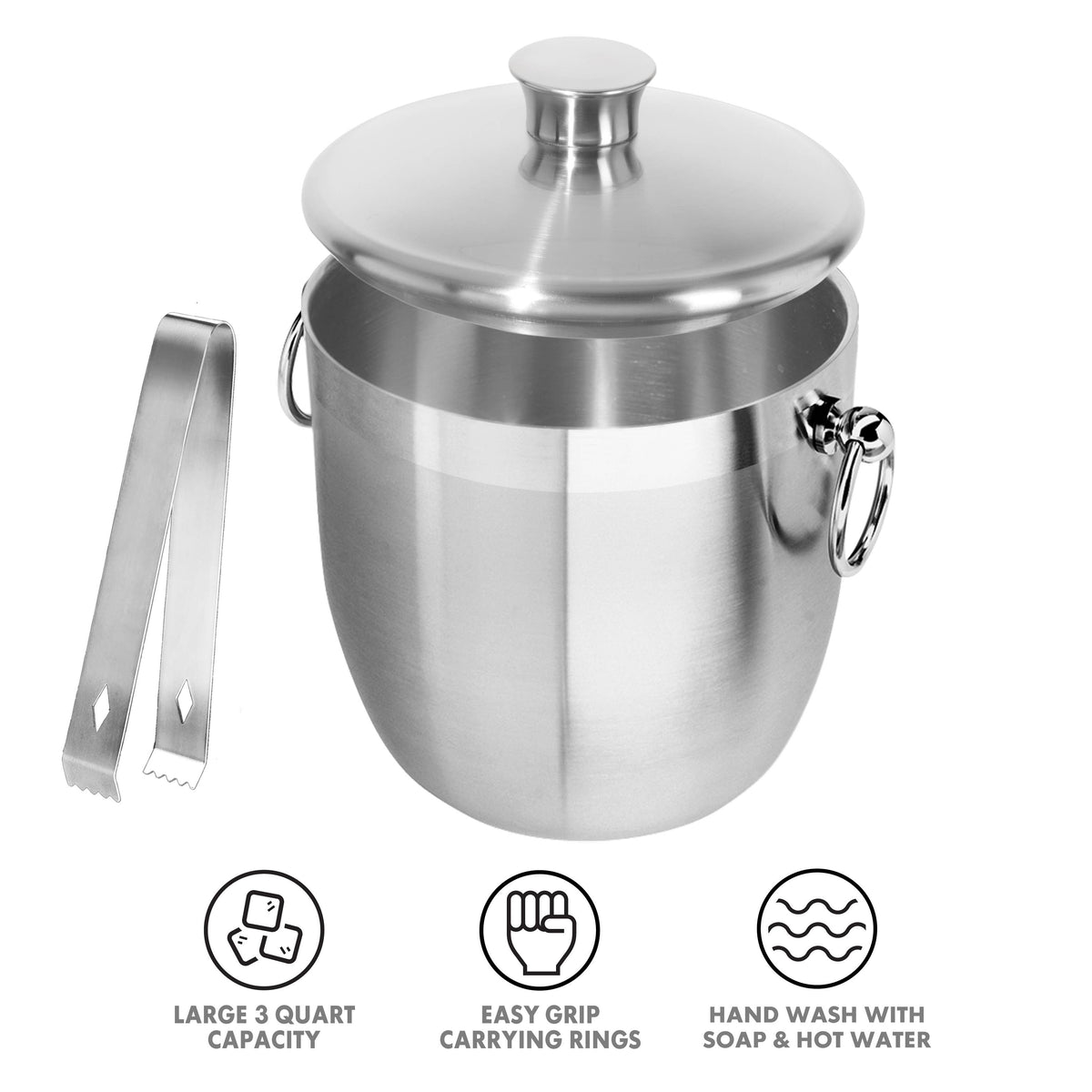 Double Wall Ice Bucket w/Tongs