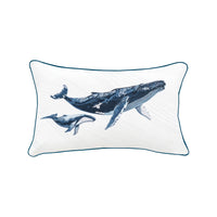 Outdoor Pillow Whales 14x26