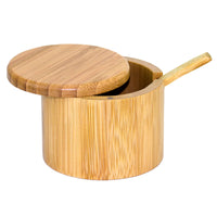 Wooden container with a lid and handle on a white background