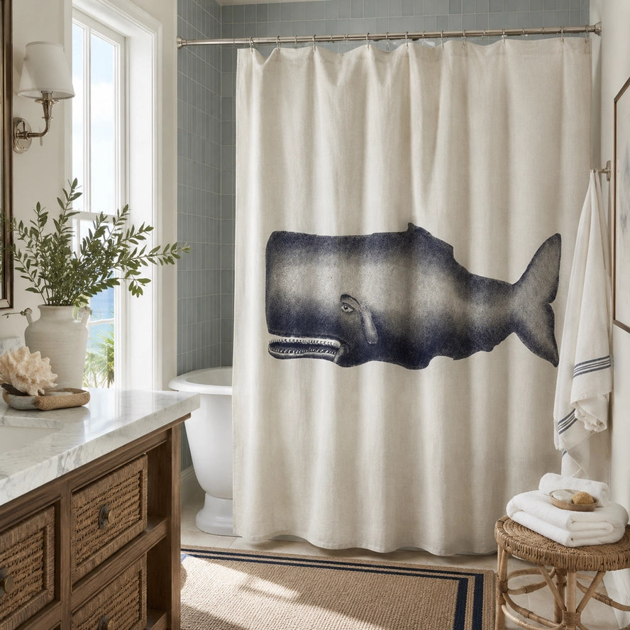 Moby Shower Curtain Ink