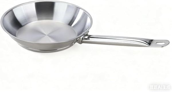 tri ply bottom induction ready Stainless steel frying pan on a white background