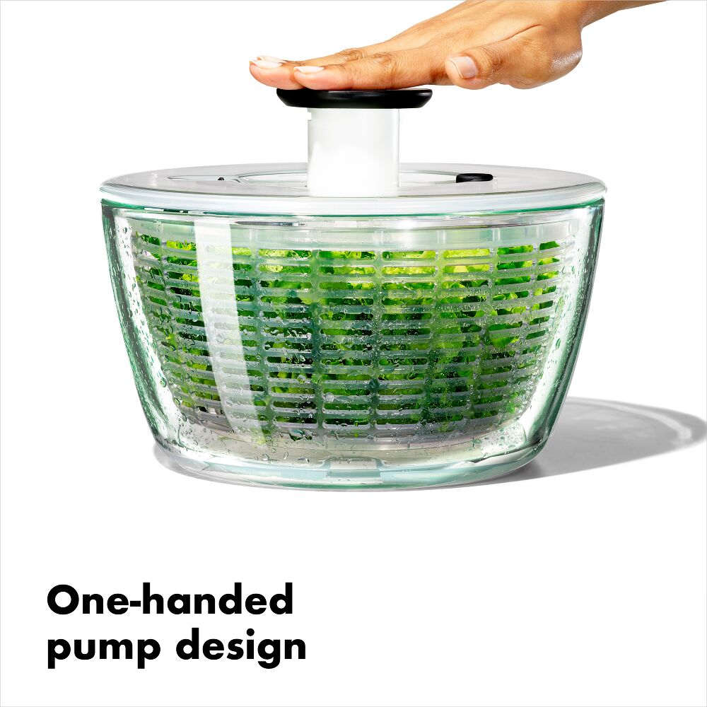 Glass Salad Spinner OXO Pump