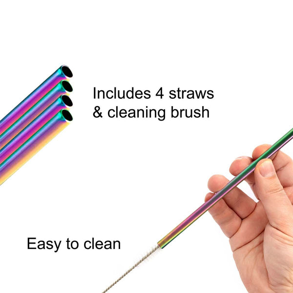 Rainbow Steel Straw Set Bent