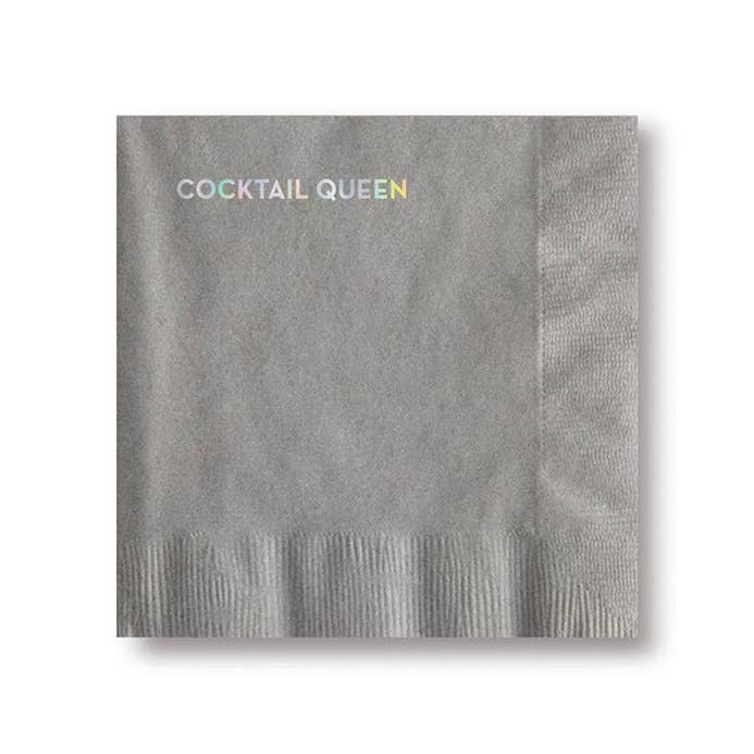 Cocktail Queen Napkins Gray
