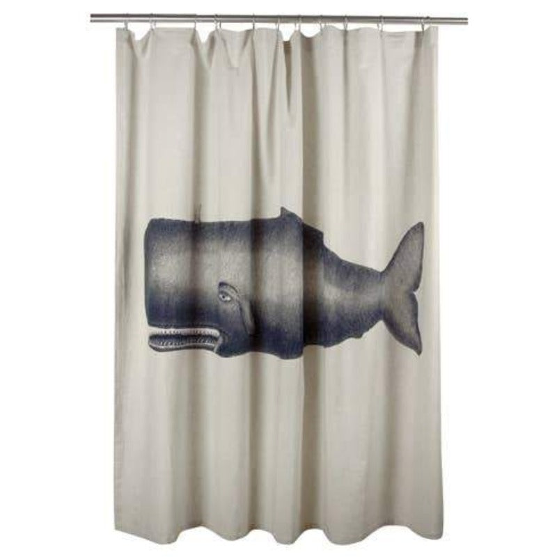 moby shower curtain whale navy nautical decor