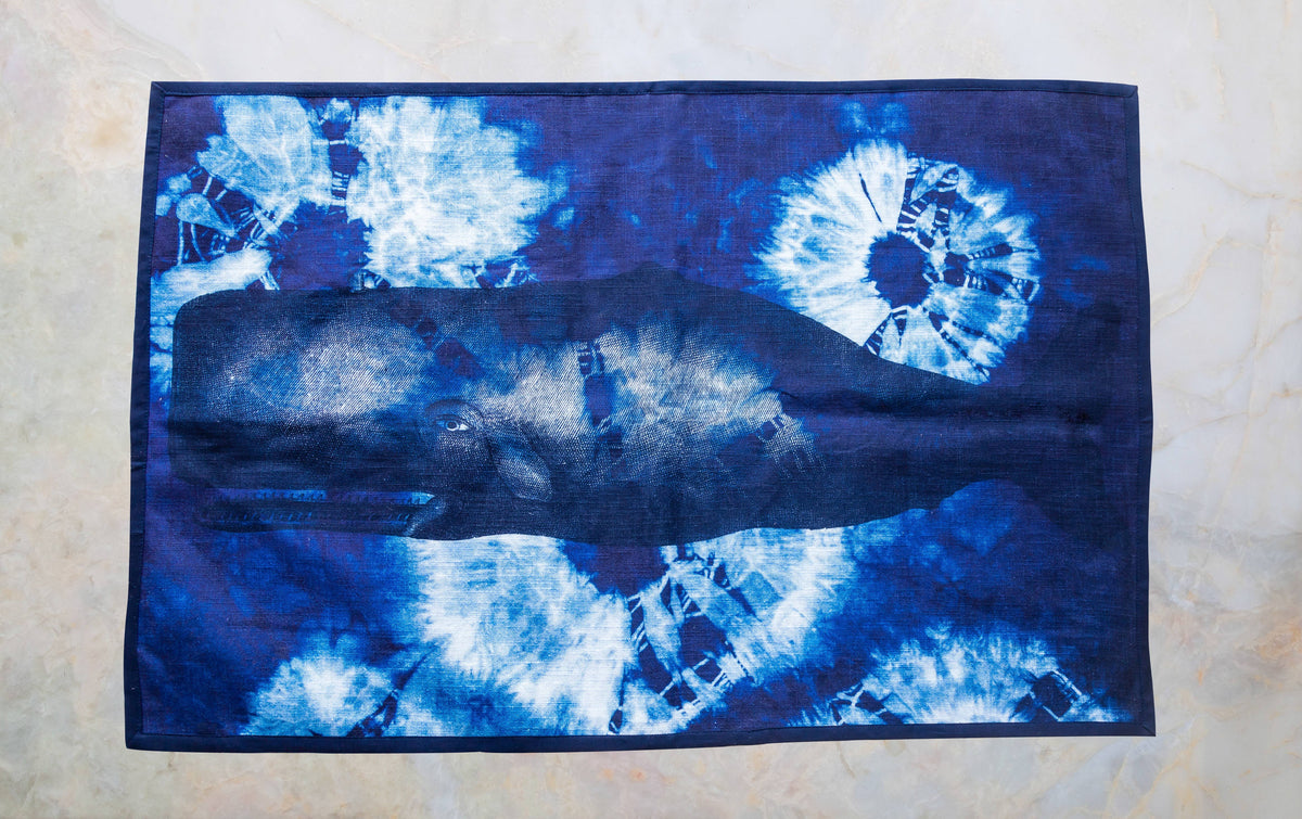 Shibori Whale Tea Towel