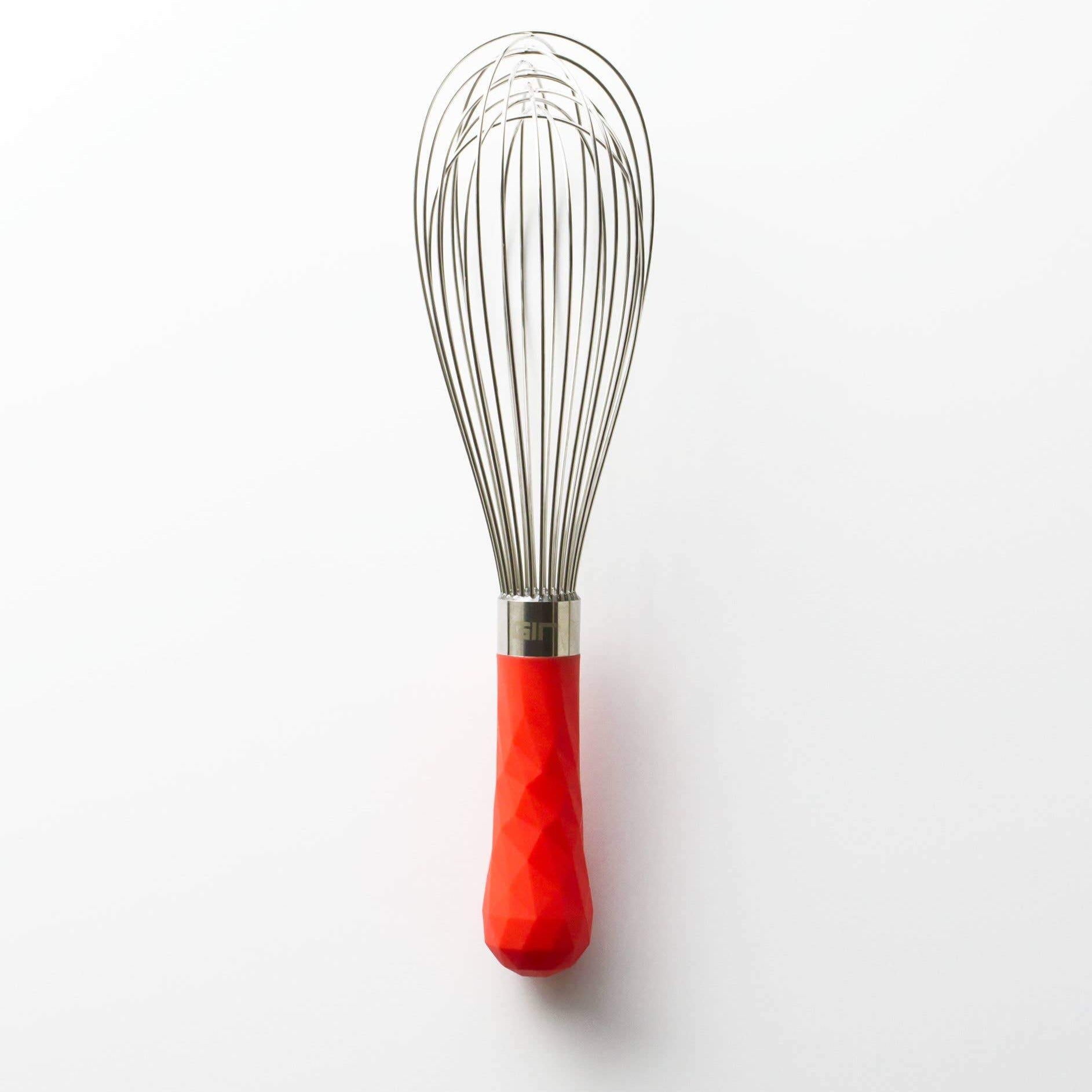 stainless whisk with faceted silicone handle red gir