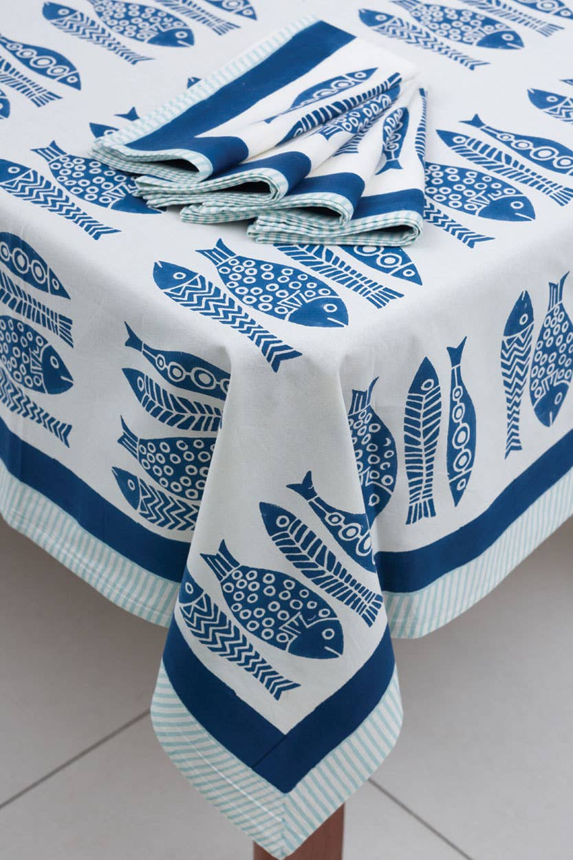 Fish Tablecloth Block Print