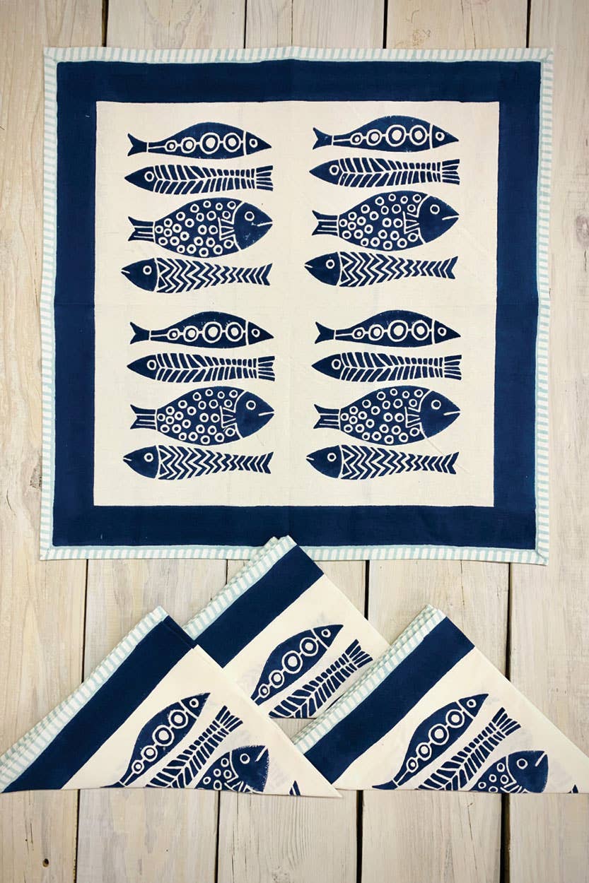 Fish Napkin Block Print