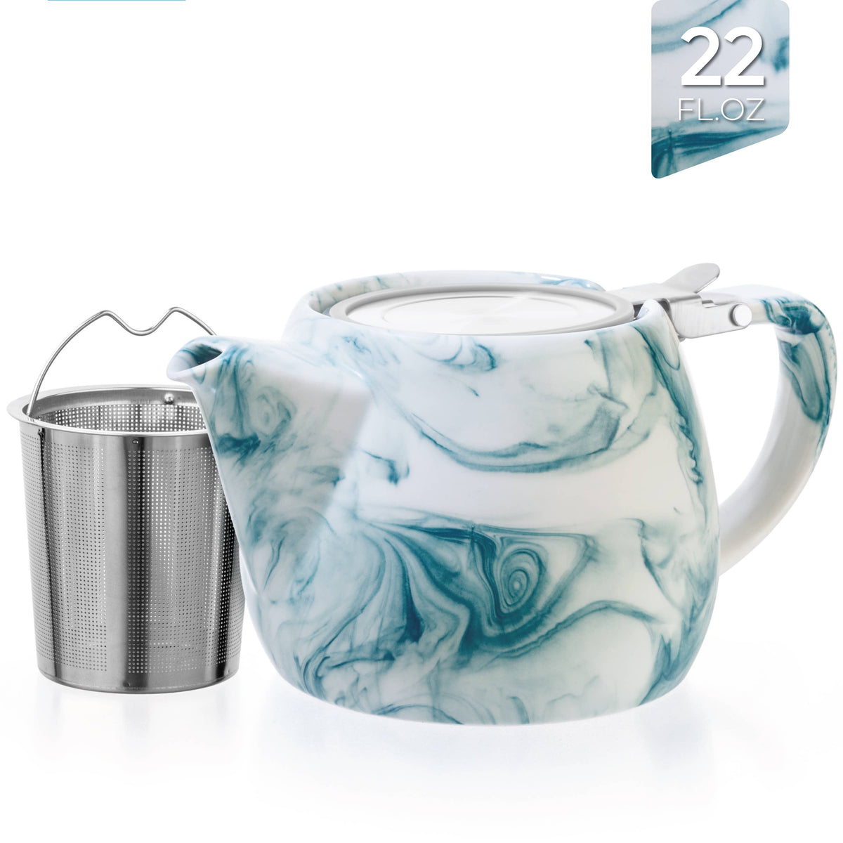 Marble Porcelain Marine Teapot With Infuser 22oz