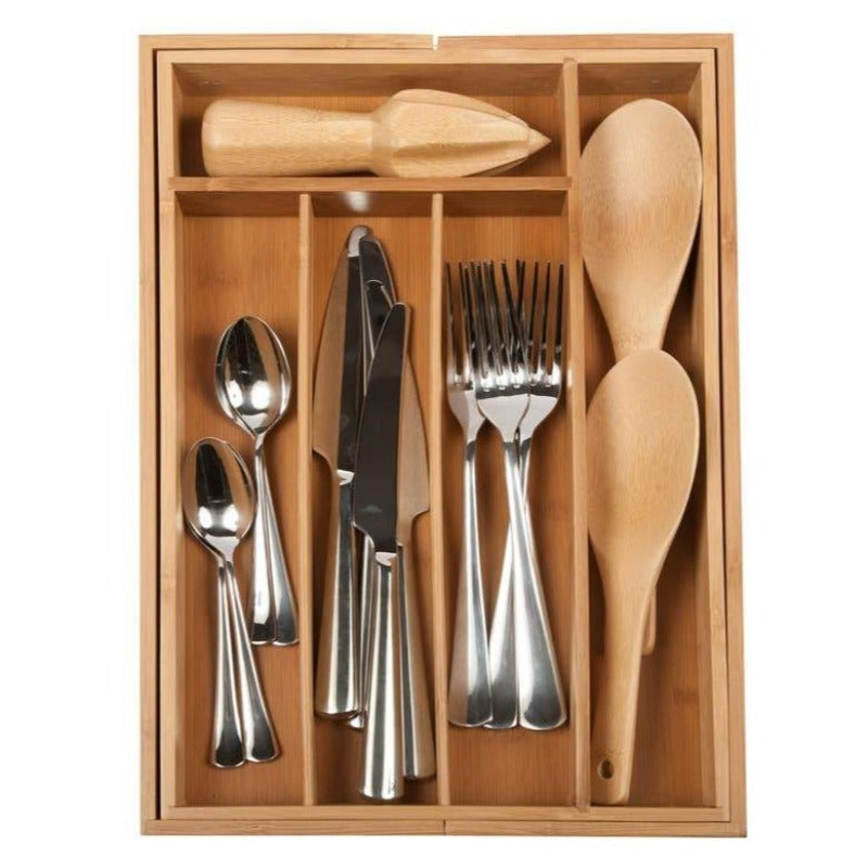 Bamboo Expandable Flatware Tray