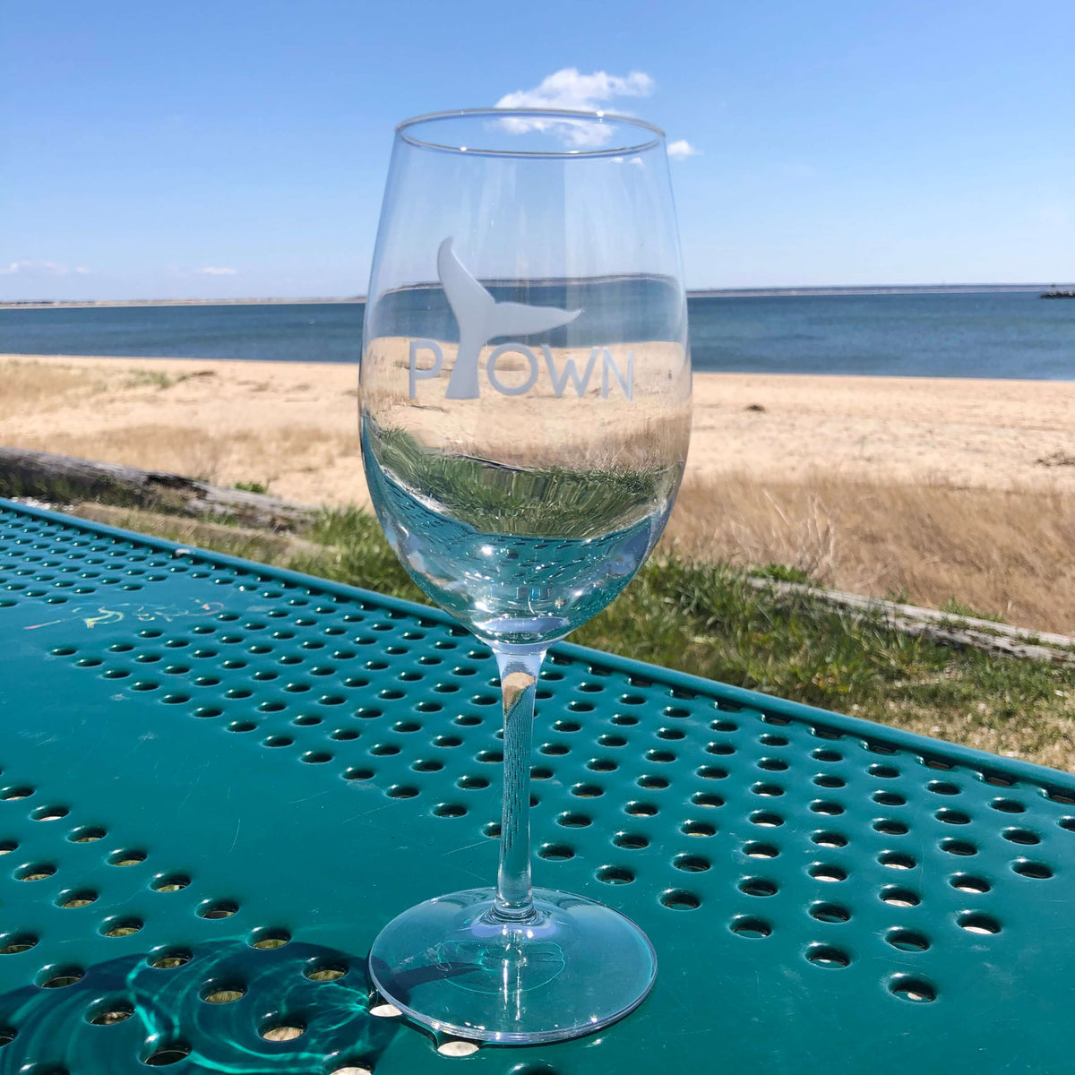 Ptown Whale etched glasses