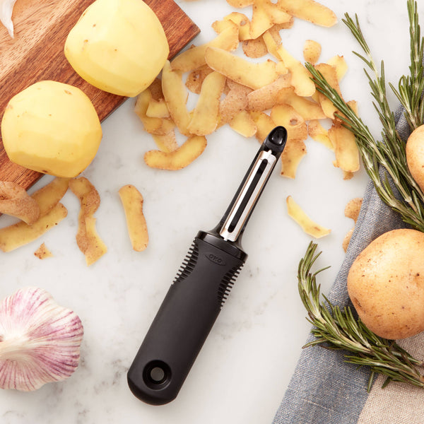 OXO Good Grips Potato Vegetable Peeler 7 Steel Blade Swivel Black Handle