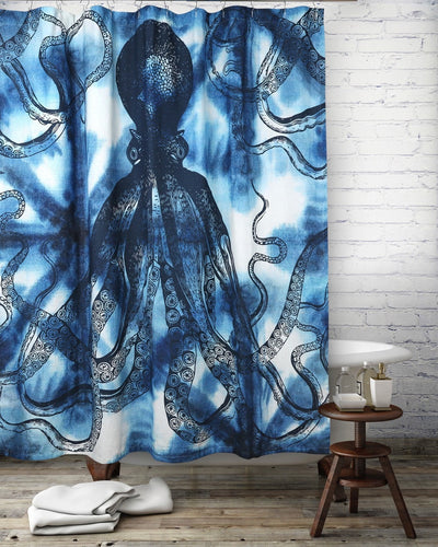 Octopus Shibori Shower Curtain