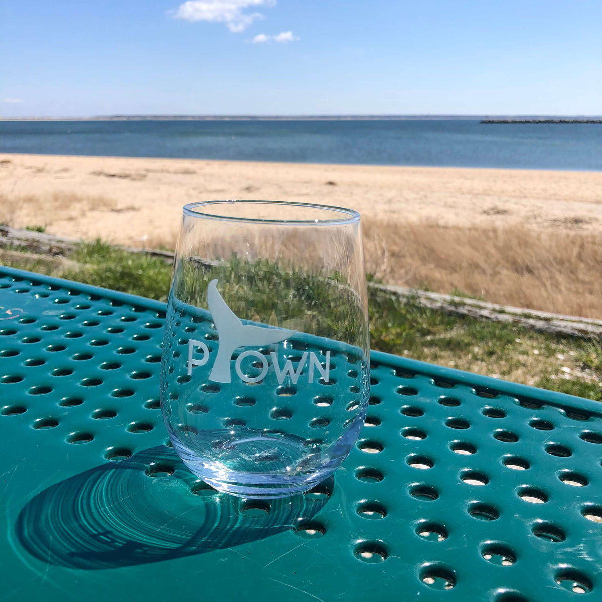 Ptown Whale etched glasses