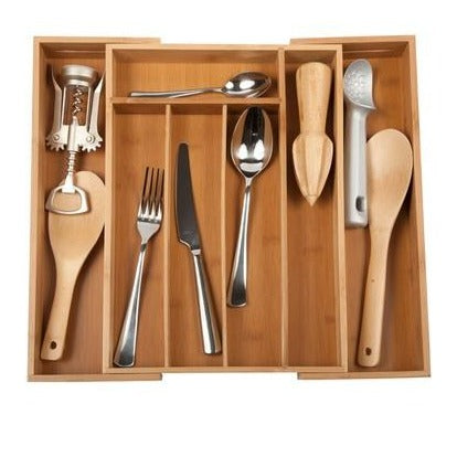 Bamboo Expandable Flatware Tray