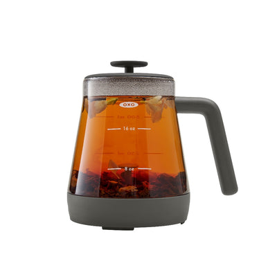brew tea steeper with mug top dispensing