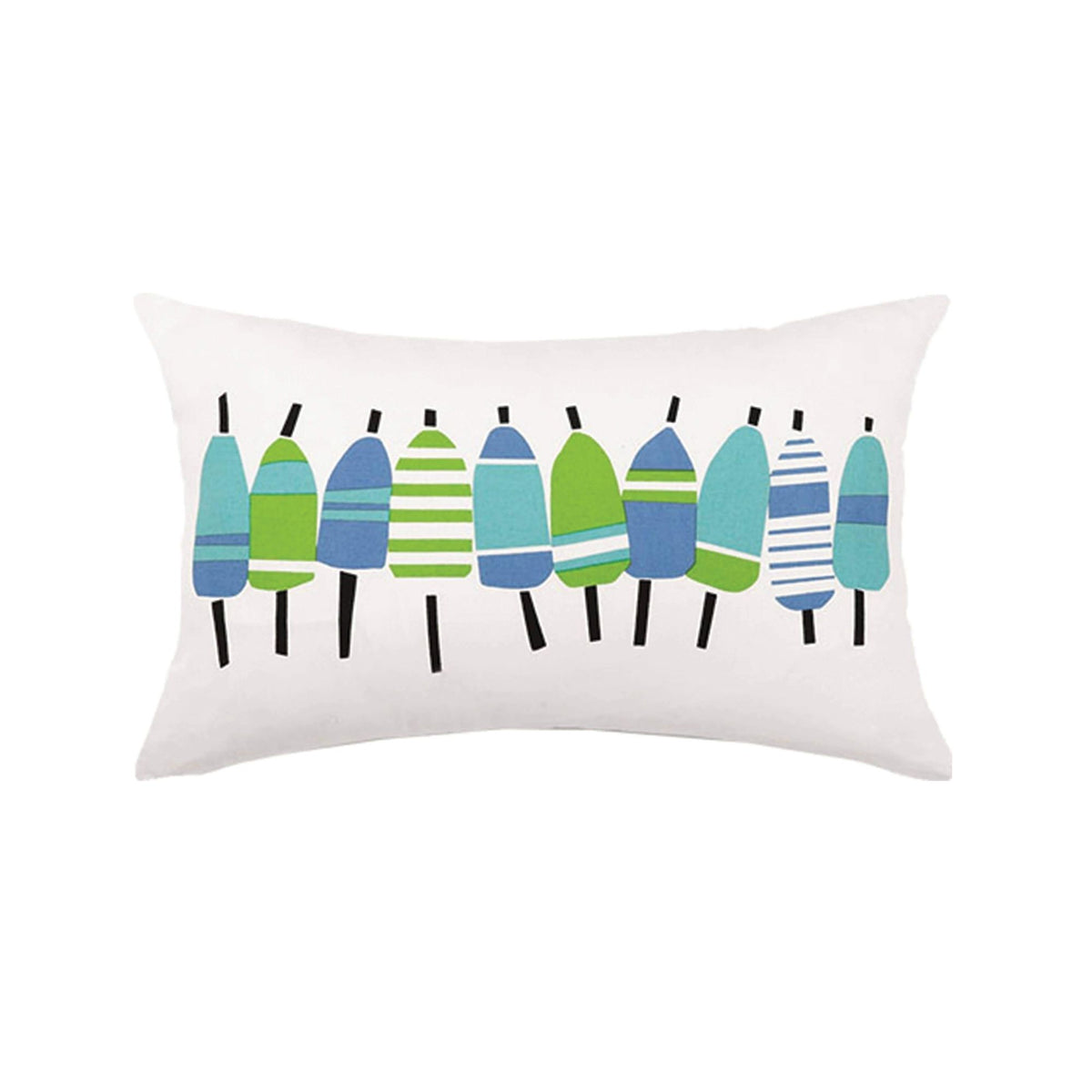 Buoys Printed Pillow Blue